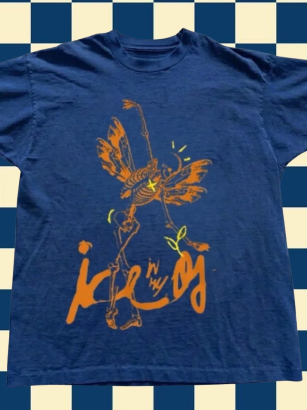 Gildan Navy Blue Short Sleeve Tee with Orange Graphic